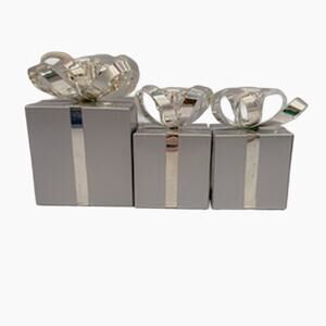 Home for the Holidays Set of 3 Silver Christmas Gift Candleholders New Old Stock